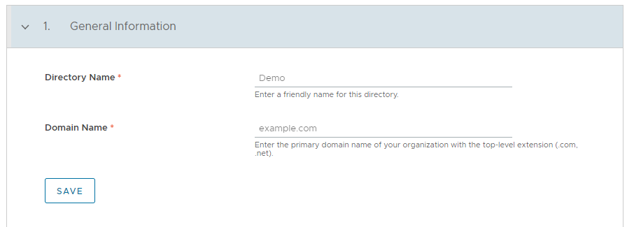 En este ejemplo, el nombre del directorio es Demo, y el nombre de dominio example.com. En este ejemplo, el nombre del directorio es Demo, y el nombre de dominio example.com.