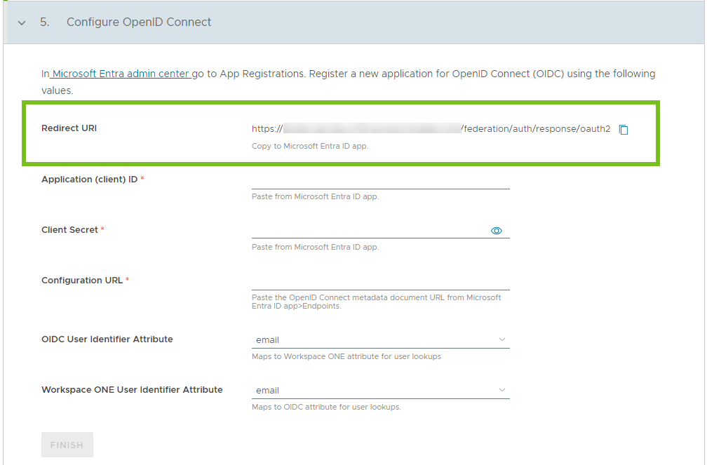 Junto al valor de URI de redireccionamiento aparece un icono de copiar. Junto al valor de URI de redireccionamiento aparece un icono de copiar.