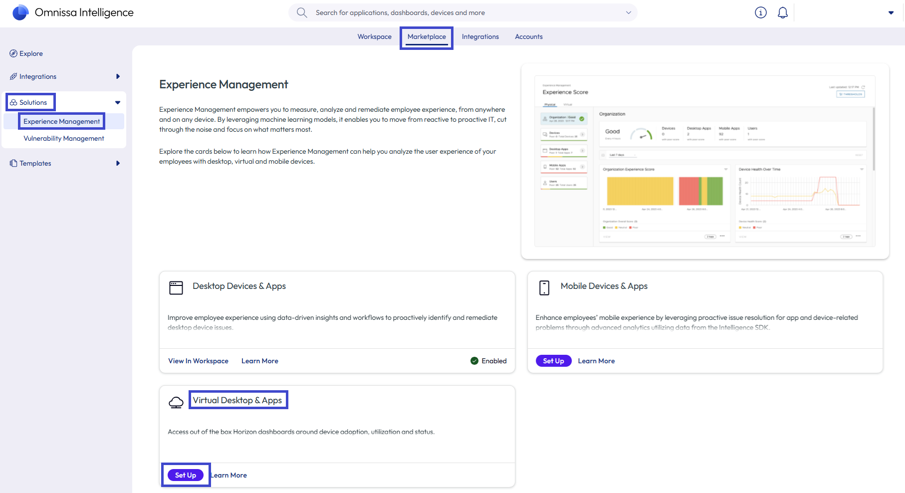 Configure Experience Management para recopilar y mostrar la telemetría de Horizon en Omnissa Intelligence.