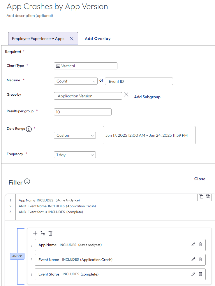 Las configuraciones de widget para las secciones Visualización de datos y Filtro.