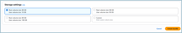 Sección de configuración de almacenamiento