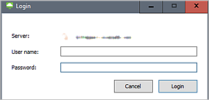 Captura de pantalla de Horizon Client 5.0 para Windows cuando Ocultar el campo de dominio está establecido en Sí