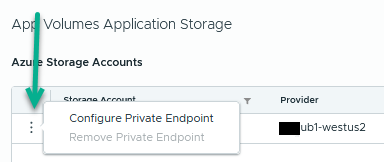 Captura de pantalla del menú de tres puntos para configurar el endpoint privado en la cuenta de almacenamiento. Captura de pantalla del menú de tres puntos para configurar el endpoint privado en la cuenta de almacenamiento.