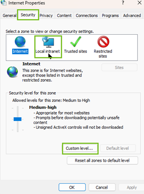 Paso 2 de configuración del navegador de Microsoft Edge para Kerberos