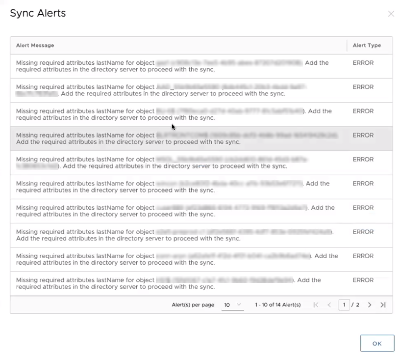 "Aparecen varios mensajes de alerta de tipo ERROR en la lista." "Aparecen varios mensajes de alerta de tipo ERROR en la lista."