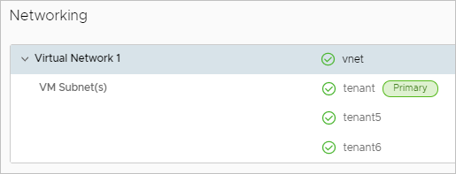 Screenshot illustrating the Networking section with two subnets added. Screenshot illustrating the Networking section with two subnets added.