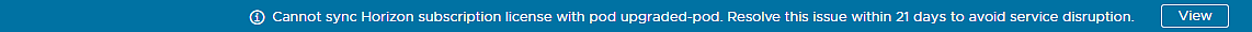 Example alert banner for a failed license sync Example alert banner for a failed license sync