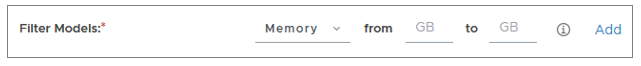 Screenshot of the Filter Models filter that shows an example where Memory is selected.