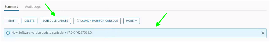 Schedule Update button on pod details page.