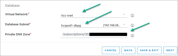 Database section complete in Edit Pod
