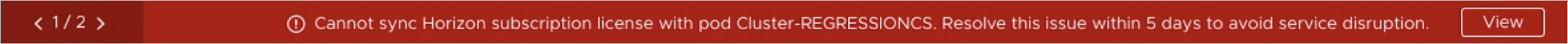 Example alert banner for multiple license sync failures Example alert banner for multiple license sync failures