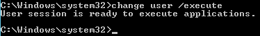 Windows Server 2012 command prompt showing change user /execute command Windows Server 2012 command prompt showing change user /execute command