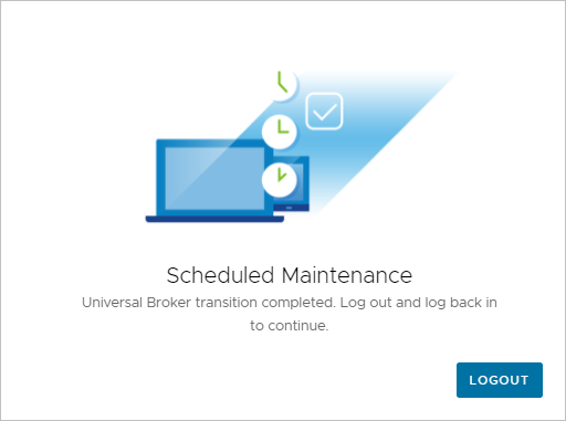 Confirmation message after broker transition is completed.