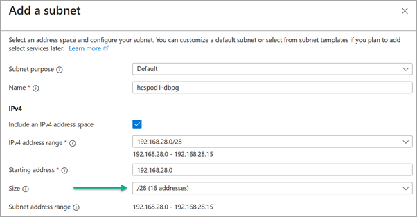 Add Subnet UI - top portion