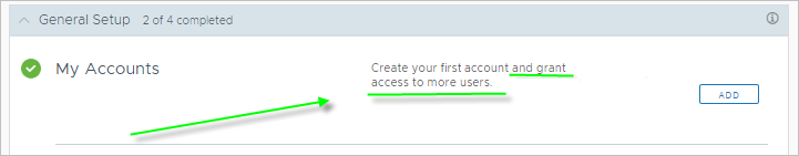 Row in tenant portal's Getting Started screen.