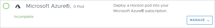 Horizon Cloud: Initial Getting Started screen.