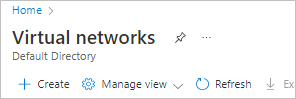 A screenshot of the Virtual networks pane in the Azure Portal.