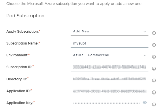 Subscription information filled out