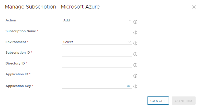 Screenshot of the Manage Subscriptions UI window.