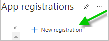 Screenshot illustrating the location of the New registration action on the Azure Portal's App registrations page