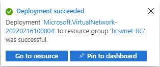 Screenshot of the completion notification that Azure Portal displays on completing deployment.