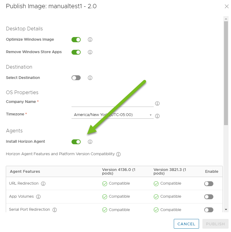Screenshot of Publish Image version 2.0 UI. Screenshot of Publish Image version 2.0 UI.