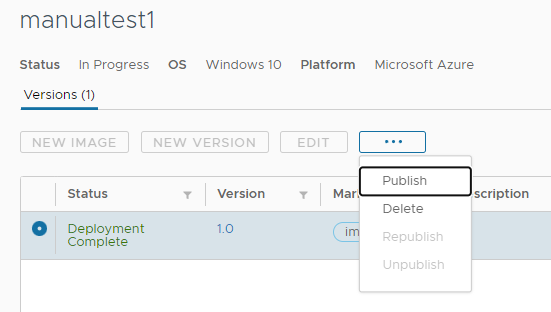 Screenshot of the Publish action in the menu. Screenshot of the Publish action in the menu.