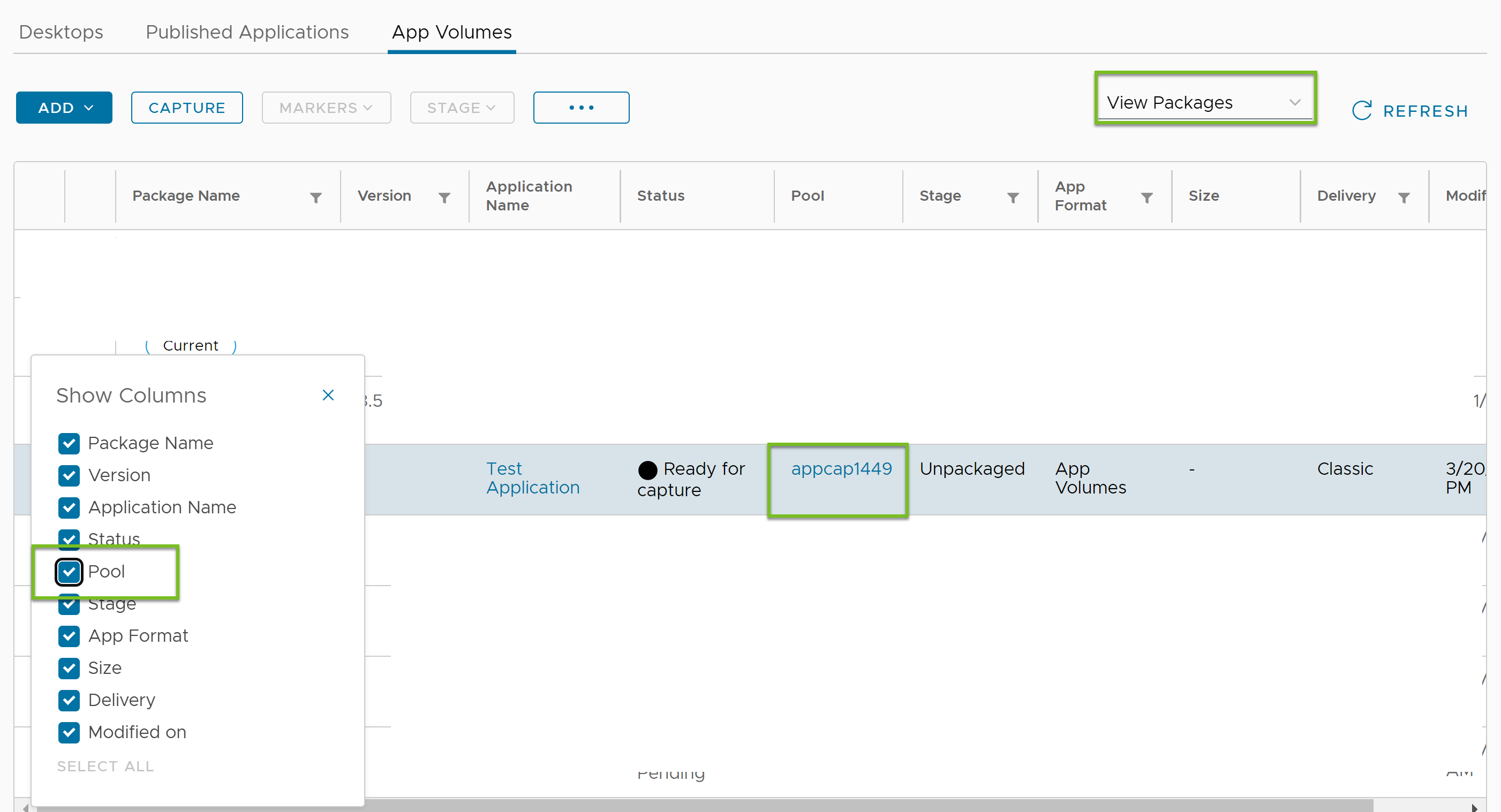 appcap1449 est le nom de pool du module sélectionné. appcap1449 est le nom de pool du module sélectionné.