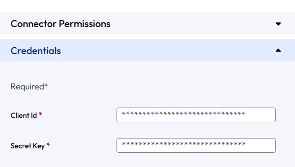 Ajoutez votre ID de client ABM et votre ID de clé, qui vont dans le champ Clé secrète. Ajoutez votre ID de client ABM et votre ID de clé, qui vont dans le champ Clé secrète.