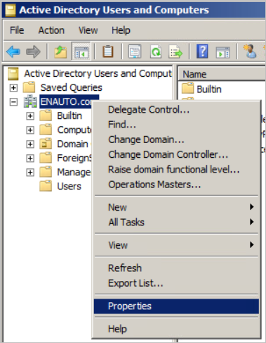 Capture d'écran qui montre le menu contextuel (clic droit) sur l'icône de nom de domaine DNS.