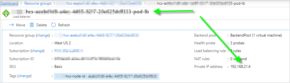 Capture d'écran illustrant l'équilibrage de charge Azure de l'espace dans l'abonnement et l'adresse IP privée qui lui est attribuée Capture d'écran illustrant l'équilibrage de charge Azure de l'espace dans l'abonnement et l'adresse IP privée qui lui est attribuée