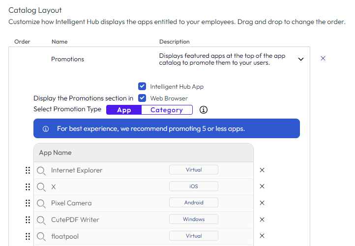 Affichez les applications recommandées en haut du catalogue d'applications pour les recommander à vos utilisateurs. Affichez les applications recommandées en haut du catalogue d'applications pour les recommander à vos utilisateurs.
