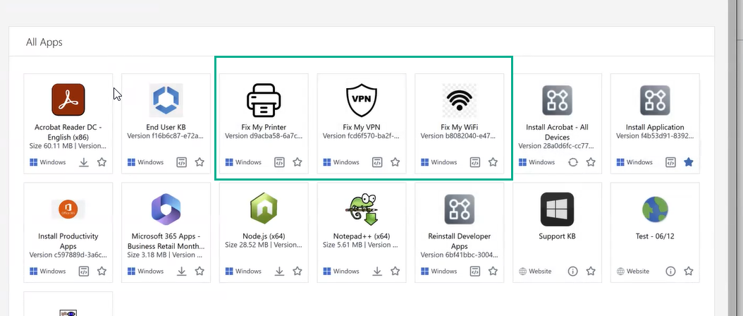 Workflows Actions rapides sur la page Catalogue d'applications du Hub Workflows Actions rapides sur la page Catalogue d'applications du Hub
