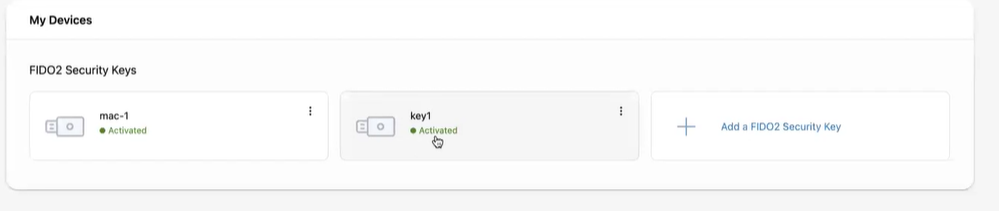 Onglet Support en libre-service du portail du Hub pour l'authentification FIDO2 Onglet Support en libre-service du portail du Hub pour l'authentification FIDO2