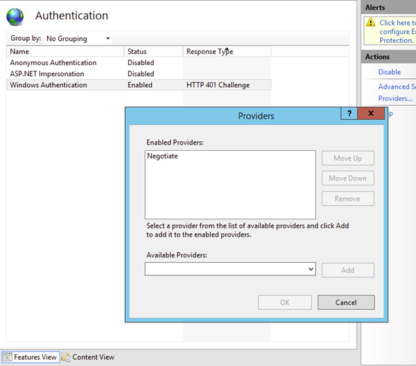 Negotiate authentication Negotiate authentication