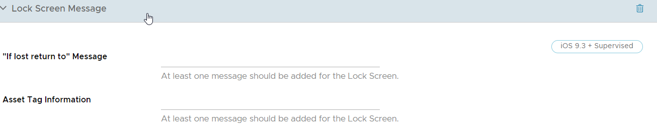 UEM console showing Lock Screen profile settings page UEM console showing Lock Screen profile settings page