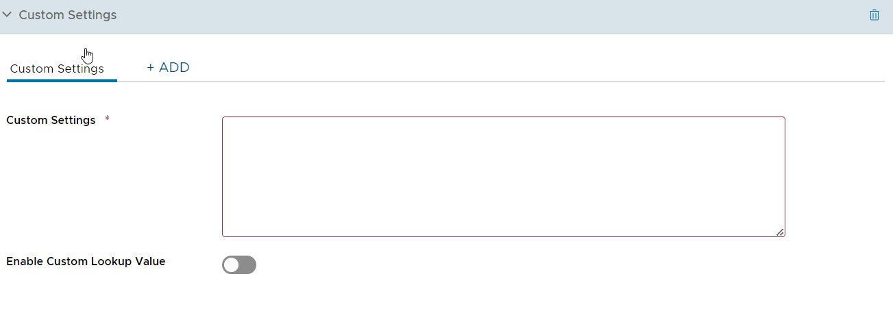 UEM console showing Custom Settings profile settings page