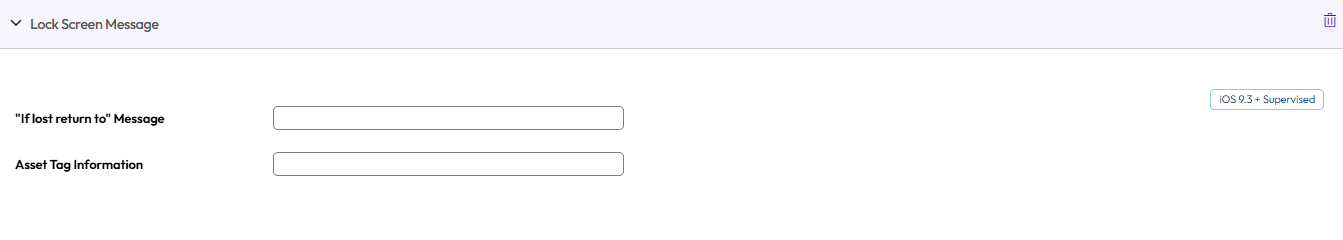 UEM console showing Lock Screen profile settings page