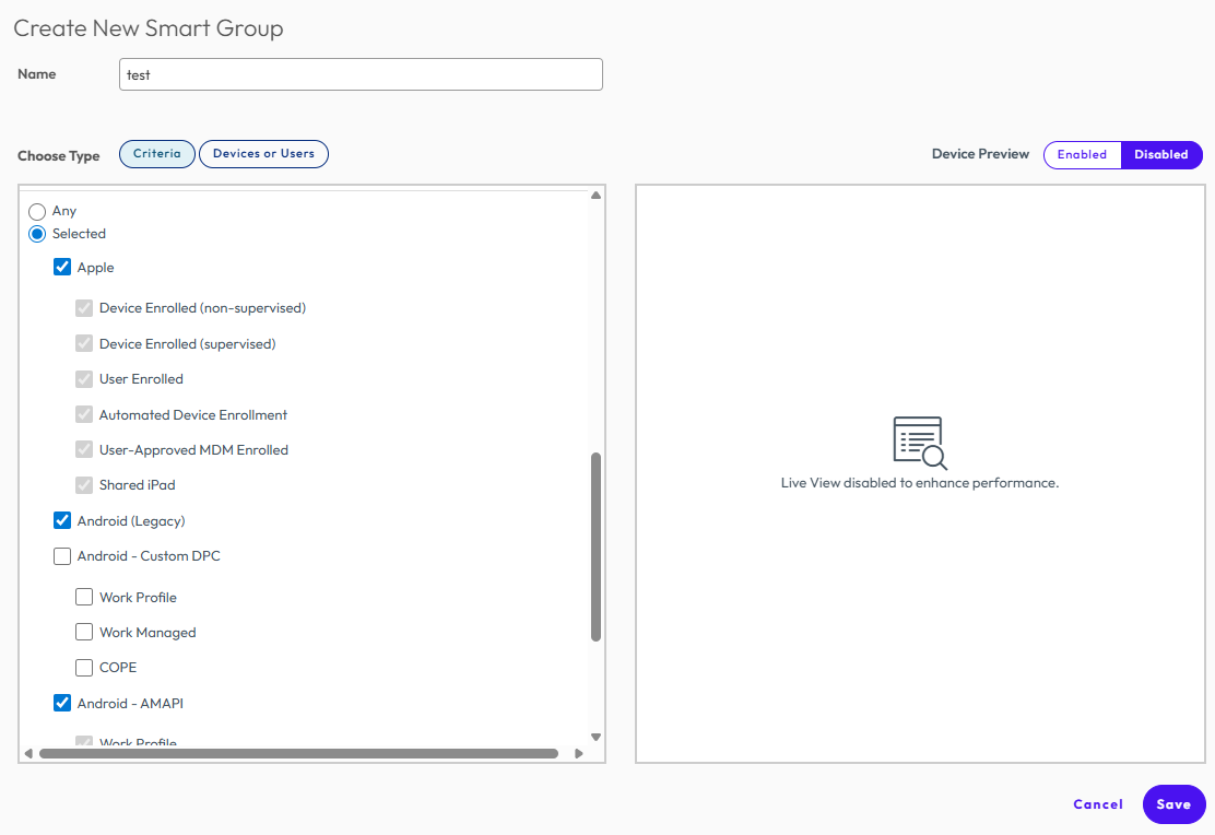 Smart Groups Enrollment Category for Apple