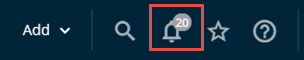 La schermata del menu intestazione evidenzia l'icona di notifica a forma di campana con un numero nel badge, ad indicare avvisi specifici.