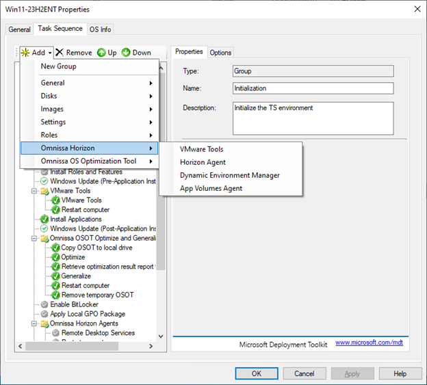 MDT タスク シーケンスへのタスクの追加