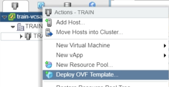 OVF 템플릿 배포 메뉴 선택 항목