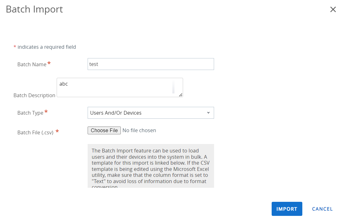 Batch Import page 