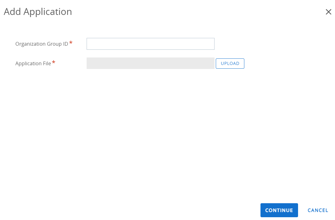 Resources page showing Add Application form Resources page showing Add Application form