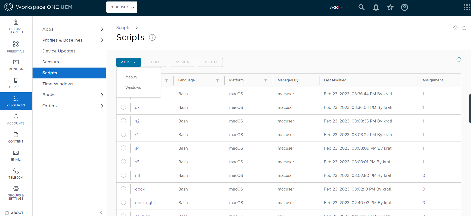 The Script user interface