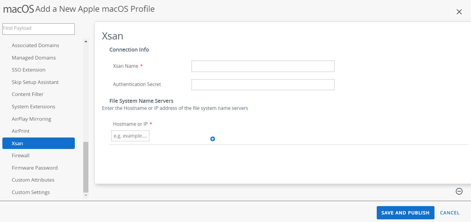 The Xsan payload page