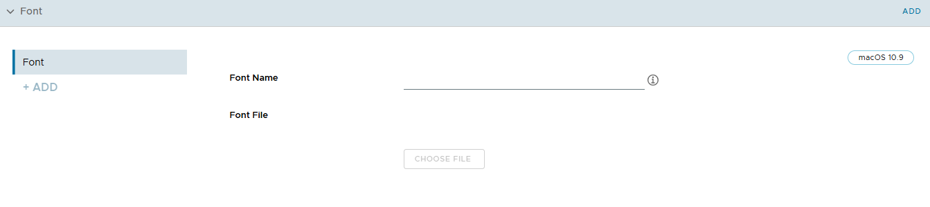 The Font payload displays various options