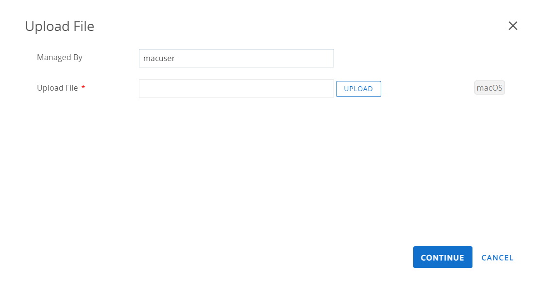 The upload profile page displaying option to upload a file