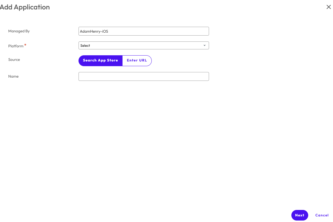 Resources page showing Add Application form