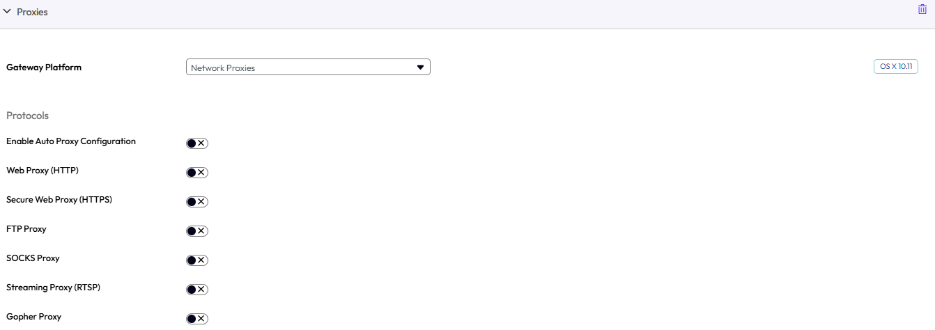 The proxies payload displays proxy options for protocols